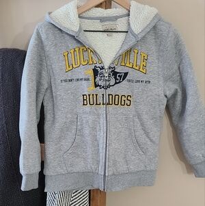 Boys Lucky Brand Gray Full Zip Sherpa Lined Hoodie Size Medium